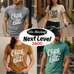 Paquete de maquetas de camisetas Next Level 3600 (50 fotos de modelos reales en formato JPG)