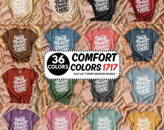 Comfort Colors 1717 Mockup Bundle | 36 Colors Flat Lay T-Shirt Mockups