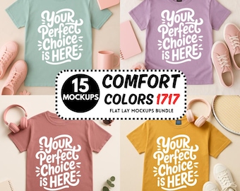 Comfort Colors 1717 Mockup Bundle | 15 Colors | Flat Lay Mockups (Digital Download)
