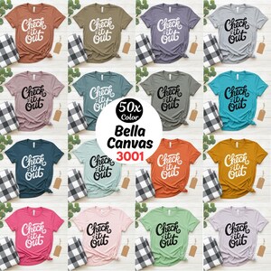 Bella Canvas 3001 モックアップバンドル | 50色フラットレイTシャツモックアップ | BC3001 メガカラーバンドル | カラフルモックアップ | 即時ダウンロード