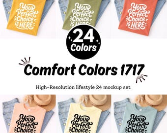 Comfort Colors 1717 Mockup Bundle | 24 Color Lifestyle Flat Lay Set