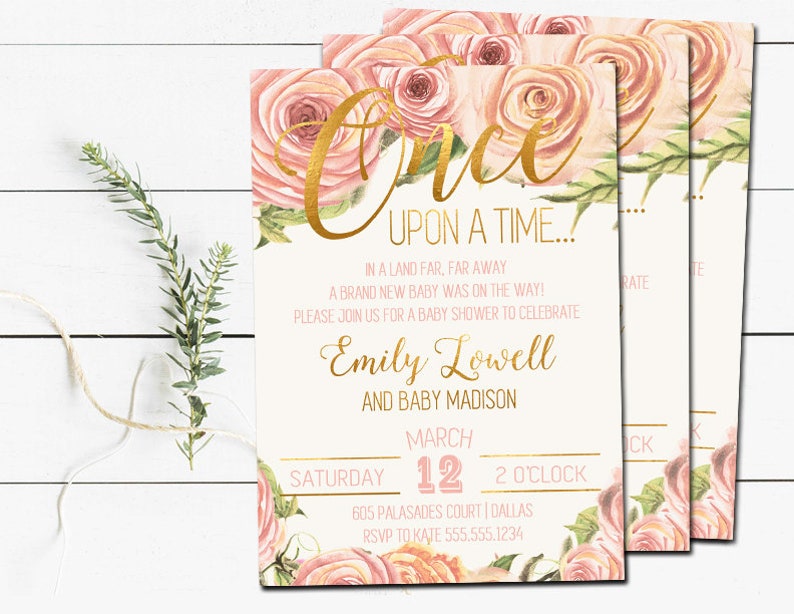 once upon a time baby shower invitations