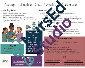 Foglio riassuntivo per il calcolo del dosaggio: formule infermieristiche e conversioni (download digitale)