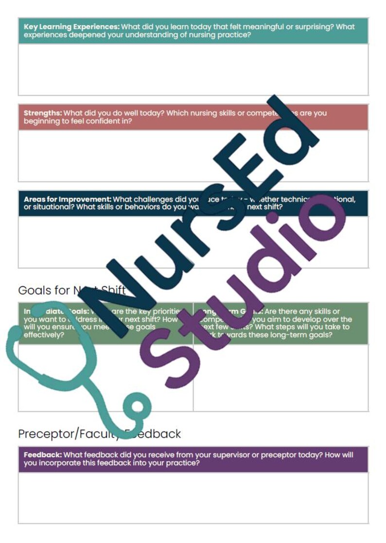 Nms Reflection Form Example Nursing Student Clinical Reflection Form (printable) - Etsy