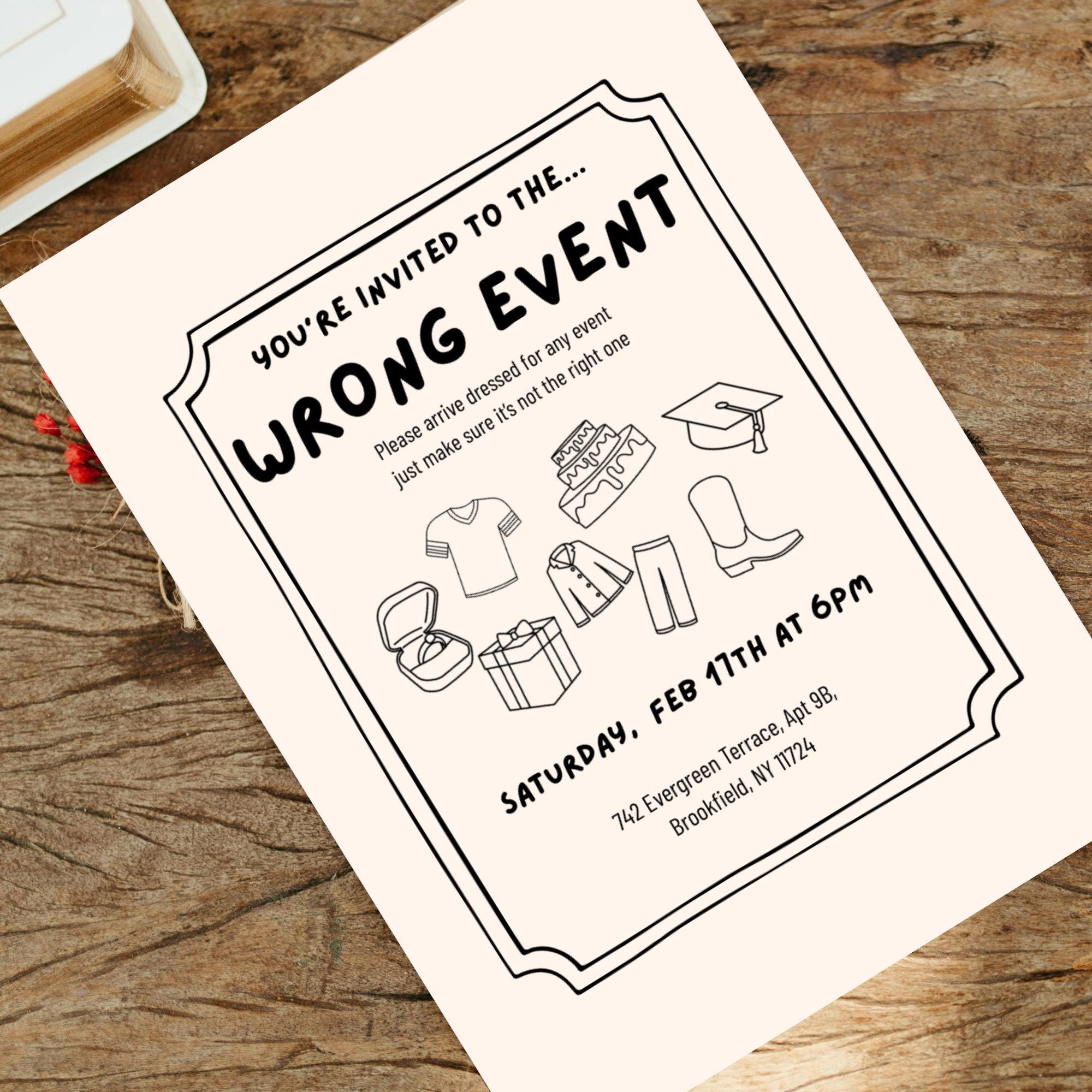 Wrong Event Party Invitation, Canva Template, Funny Mismatched Party ...