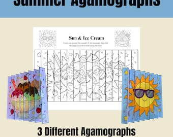Sommer Agamographs & Malseiten Aktivität - Sommer optische Täuschung Kunst, Malprojekt für Kinder