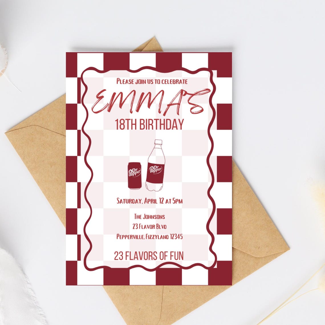 Red Dr. Pepper Birthday Invitation Digital Template - Etsy