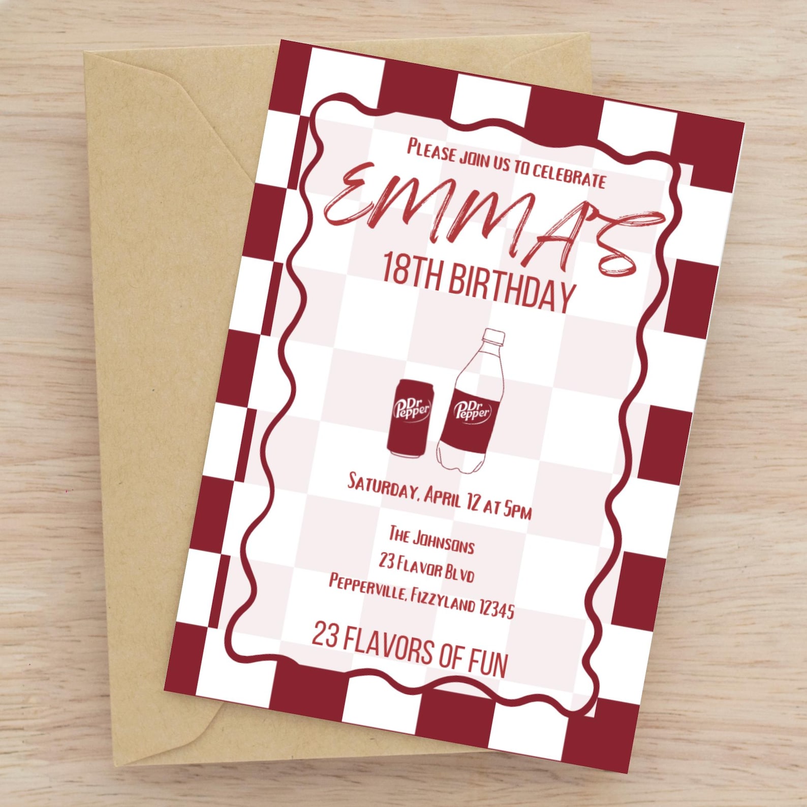 Red Dr. Pepper Birthday Invitation Digital Template - Etsy