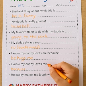Afdrukbare vaderdagvragenlijst voor kinderen That's My Daddy Leuk invulcadeau van kind| Digitale pdf-download