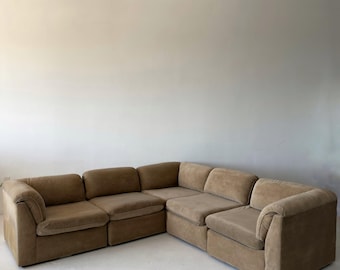 6-module German Modular Sectional Sofa, Sandstone Ultrasuede, 1970s