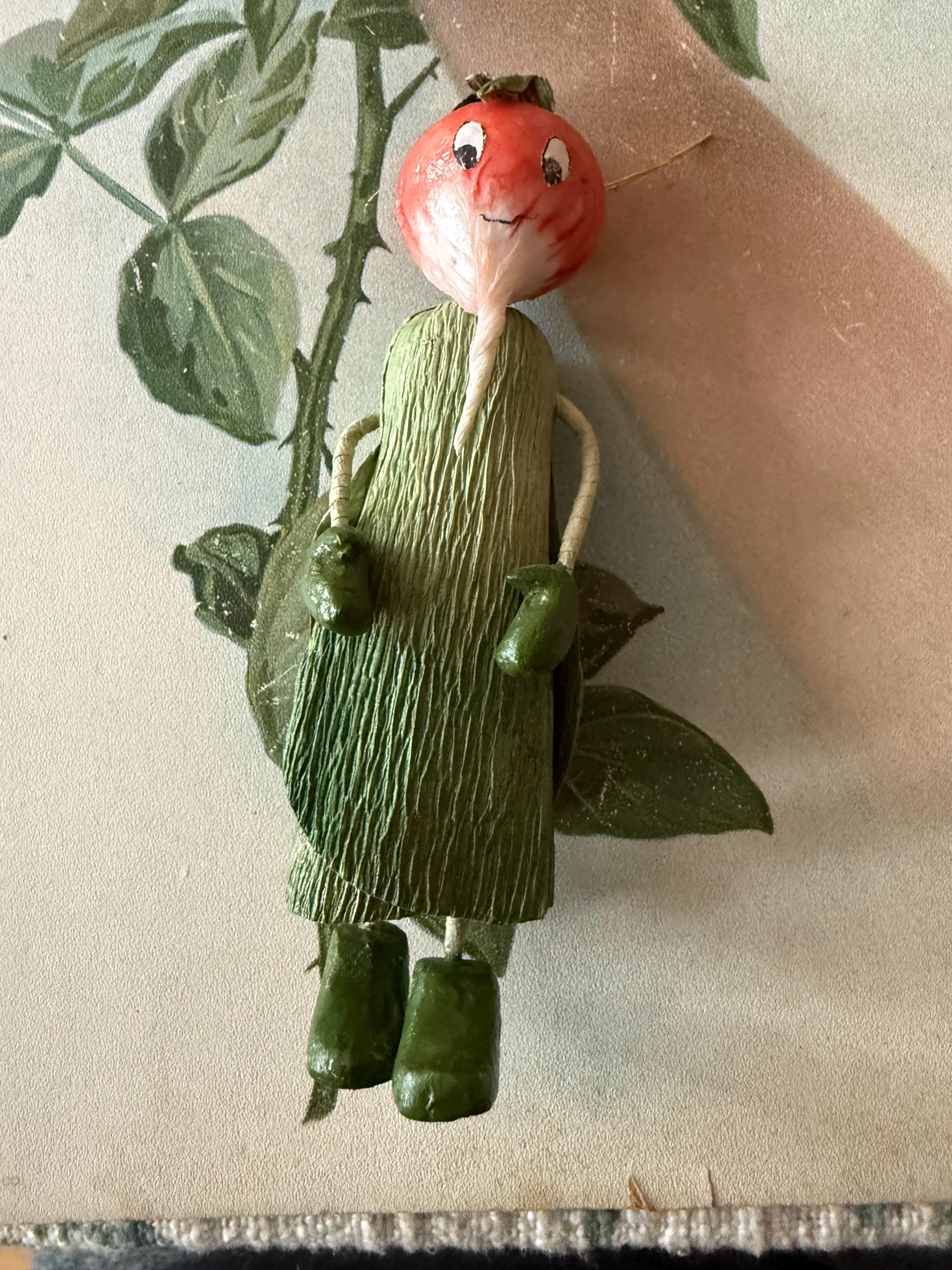 Vintage Crepe Radish Figure Anthropomorphic Figure Super Cute Decor ...