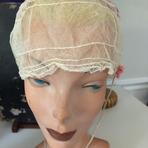 Antique Flapper Night Cap Night Bonnet Gatsby Millinery Net Lace Lavender Silk