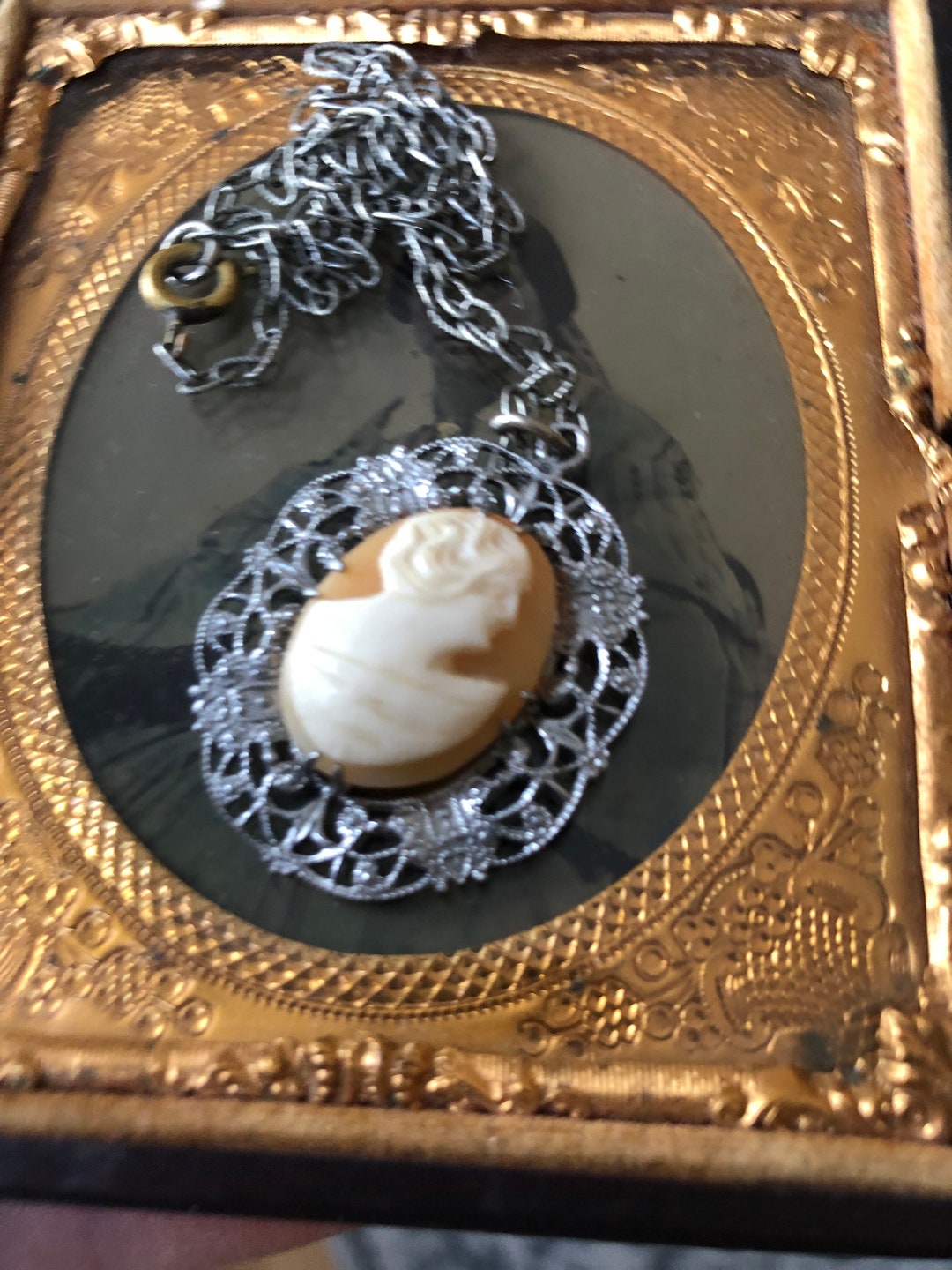 Antique Art Deco Shell Cameo Filigree Necklace Vintage Jewelry - Etsy