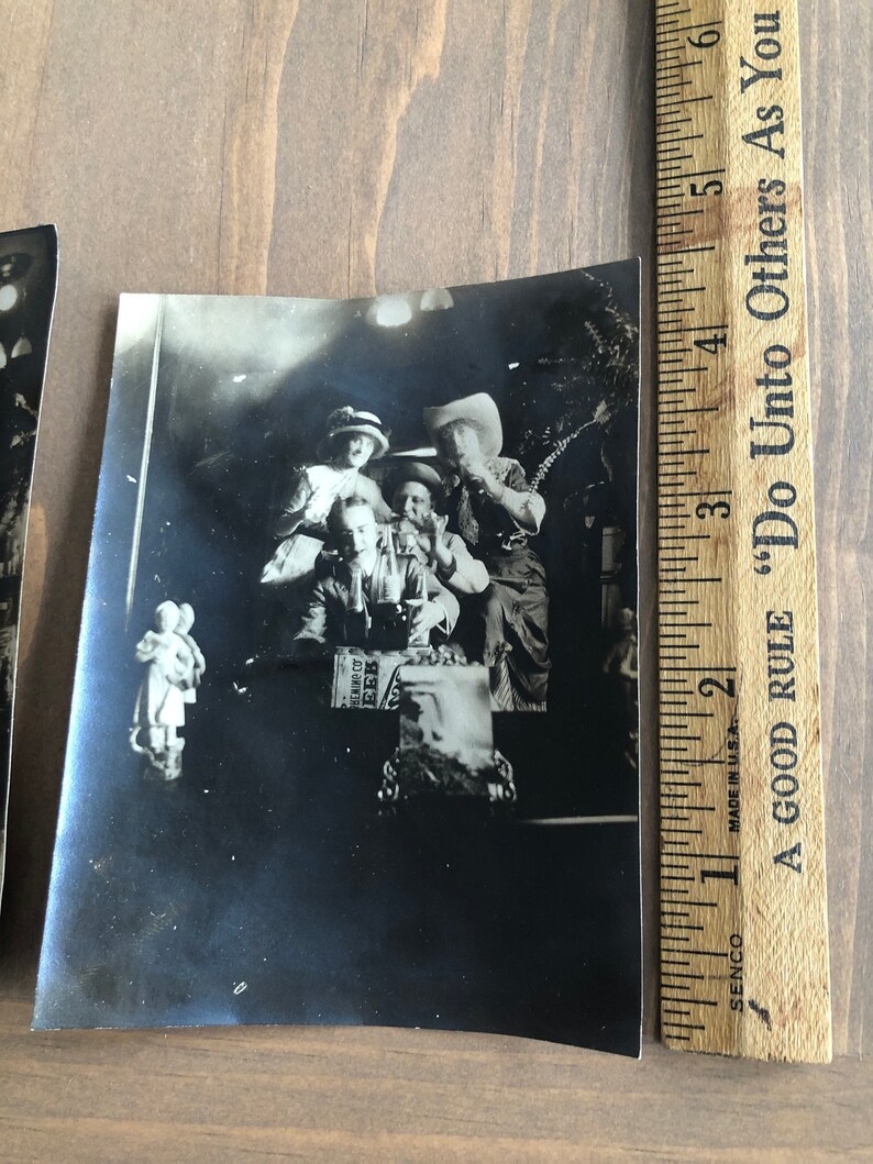 Lot of 2 Wierd Creepy Freaky Vintage Antique Early Photos Mirror Images Wacky