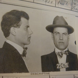 SALE~ Vintage Photo Police Record Mugshot San Francisco Irishman Record Stats Hat Bowtie 1913