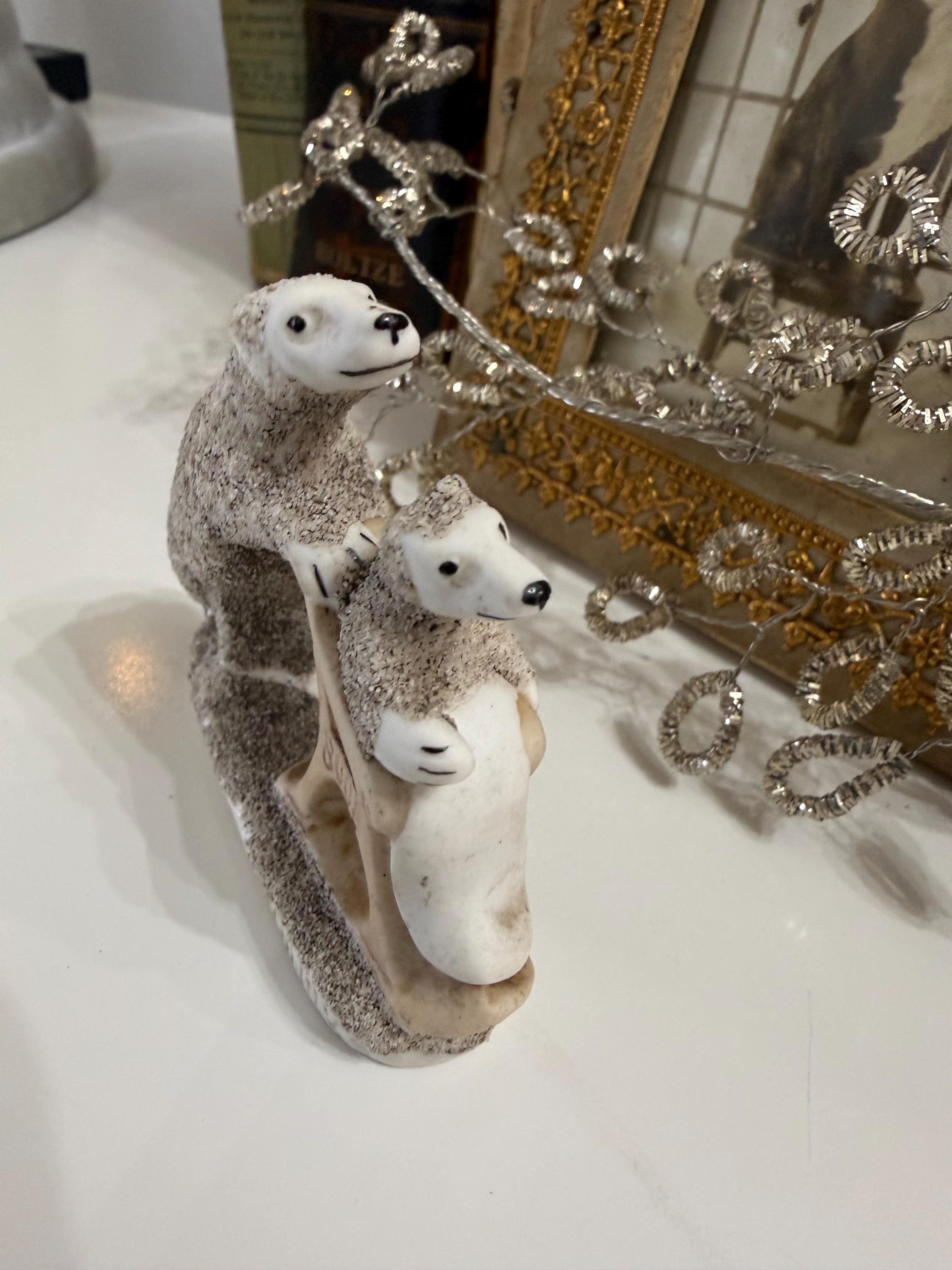 Antique German Bisque Double Polar Bear Snow Baby Very Unusual