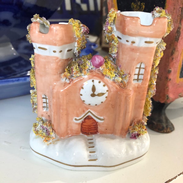 Vintage Elfinware Porcelain Double Vase Miniature Castle Fantasy