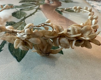 Diadema victoriana de cera francesa antigua con flores de cera para niña de las flores de boda victoriana