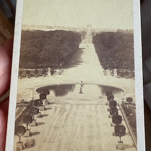 Antique CDV Carte De Viste French Jardin de Tuileries French Garden Circa 1800’s With French Text on Back
