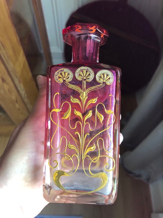 Fabulous Exquisite Antique Pink Perfume Bottle Art