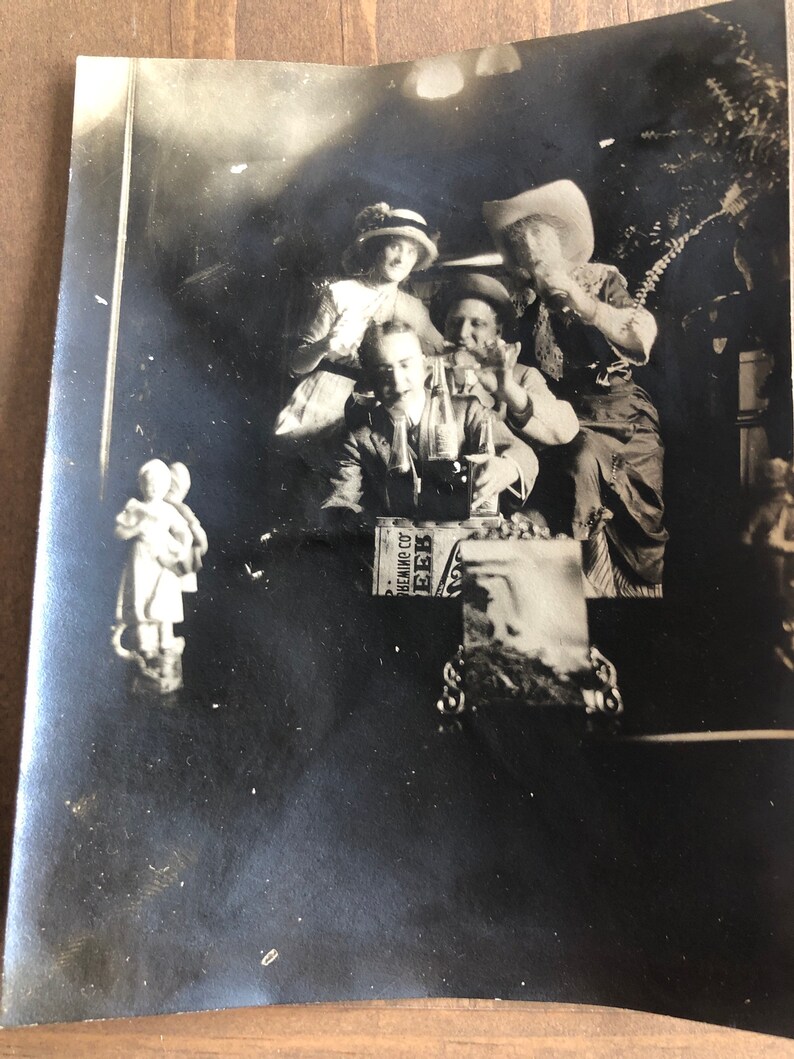 Lot of 2 Wierd Creepy Freaky Vintage Antique Early Photos Mirror Images Wacky