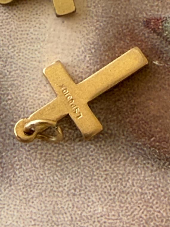 Two Different Super Tiny Yellow Gold Filled Cross… - image 2
