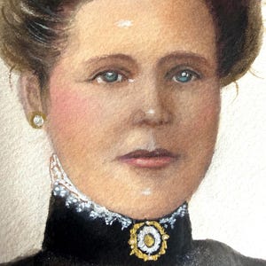 Original Signed Watercolor Beautiful Victorian Portrait Lady Well Executed Framed Signed Nadine Art