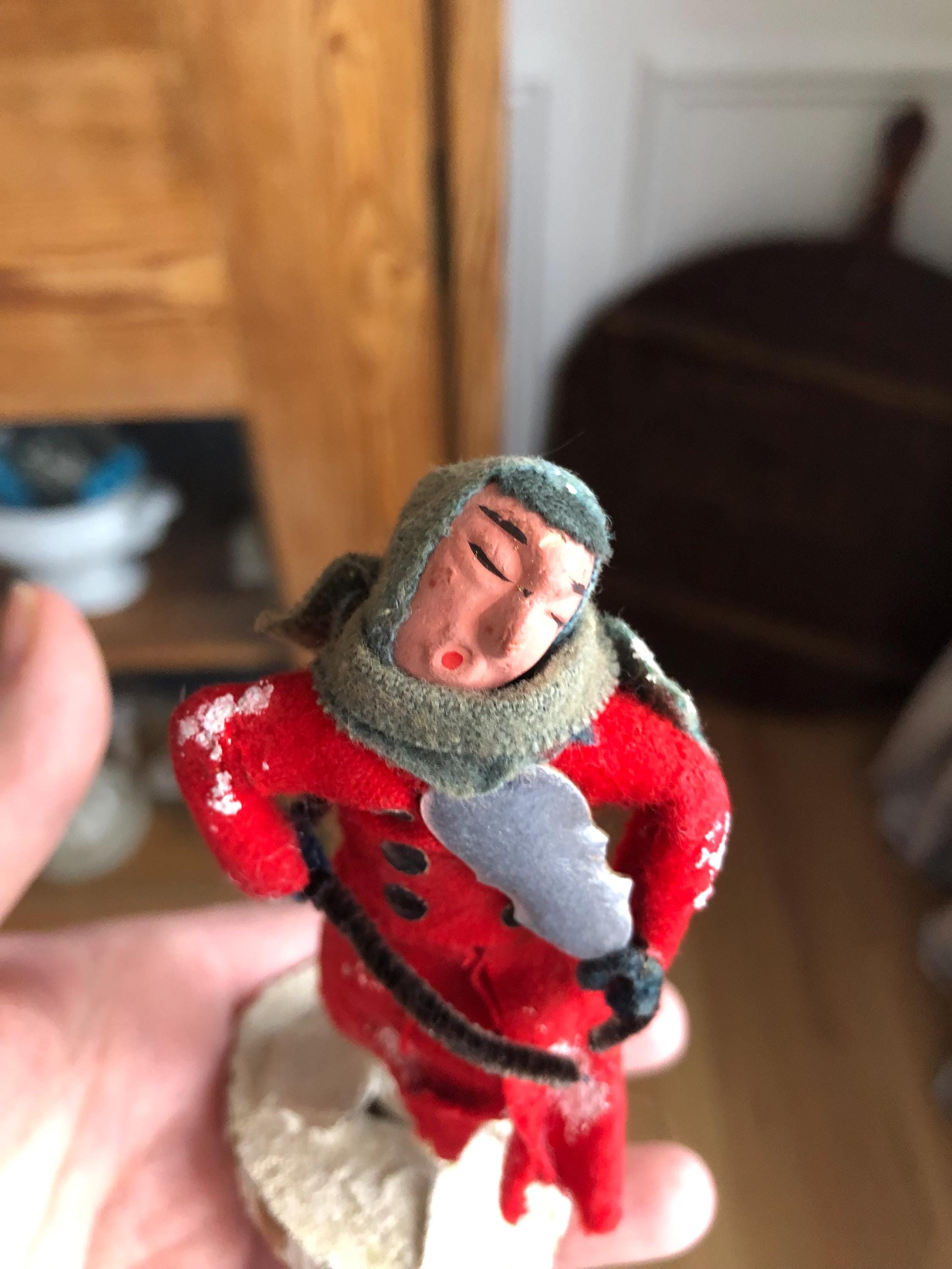 Vintage Christmas Figure Japan Clay Face Musician Violin