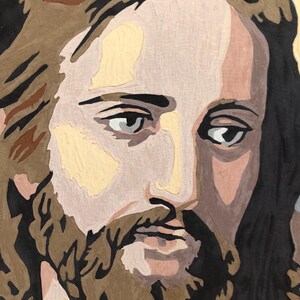 SALE Vintage Paint By Number Painting Jesus Portrait Framed Mid Century Religious Art