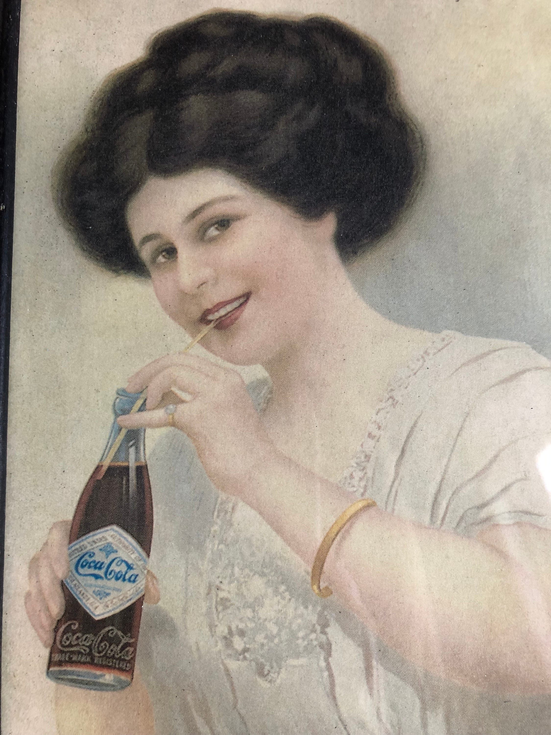 Antique Original Edwardian Lady Coke Cola Ad Advertising Promo