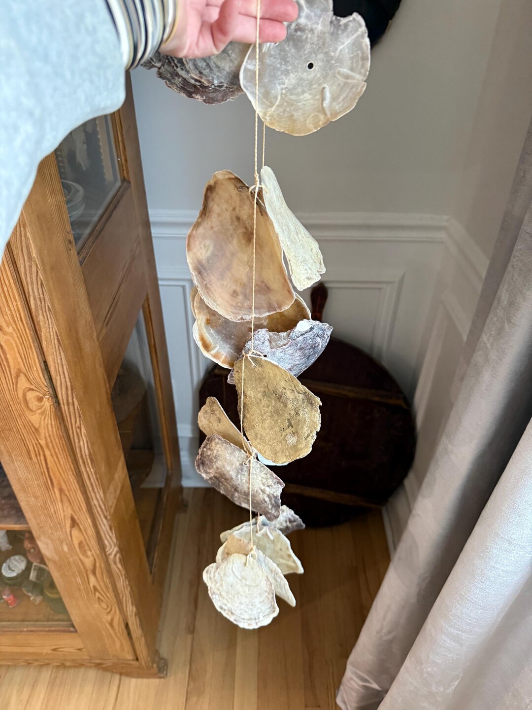 Shell Rope Decor Vintage Hand Tied Rope of Sea Shells Vintage Shell Decor Coastal Decor ...