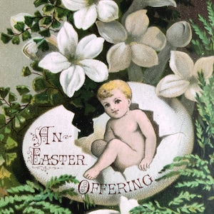 Antique Trade Card Advertising Easter Card An Easter Offering Gorgeous Greens Easter Egg