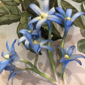 Vintage Porcelain Tiny Blue Flower Stems AS IS Destash Crafts