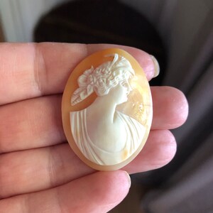 Vintage Loose Cameo Goddess Side Profile Nice Size Destash Supplies Crafting