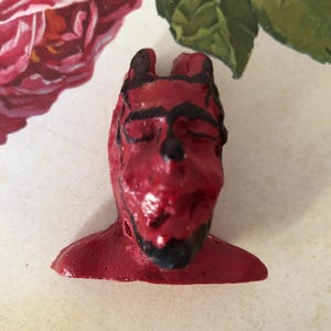Vintage Halloween Vintage Krampus Devil Head Plaster Doll Halloween Decor