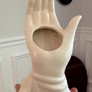 Vintage McCoy Pottery Hand Open Palm White Matte Glaze Vase Circa 40’s Vintage Hand