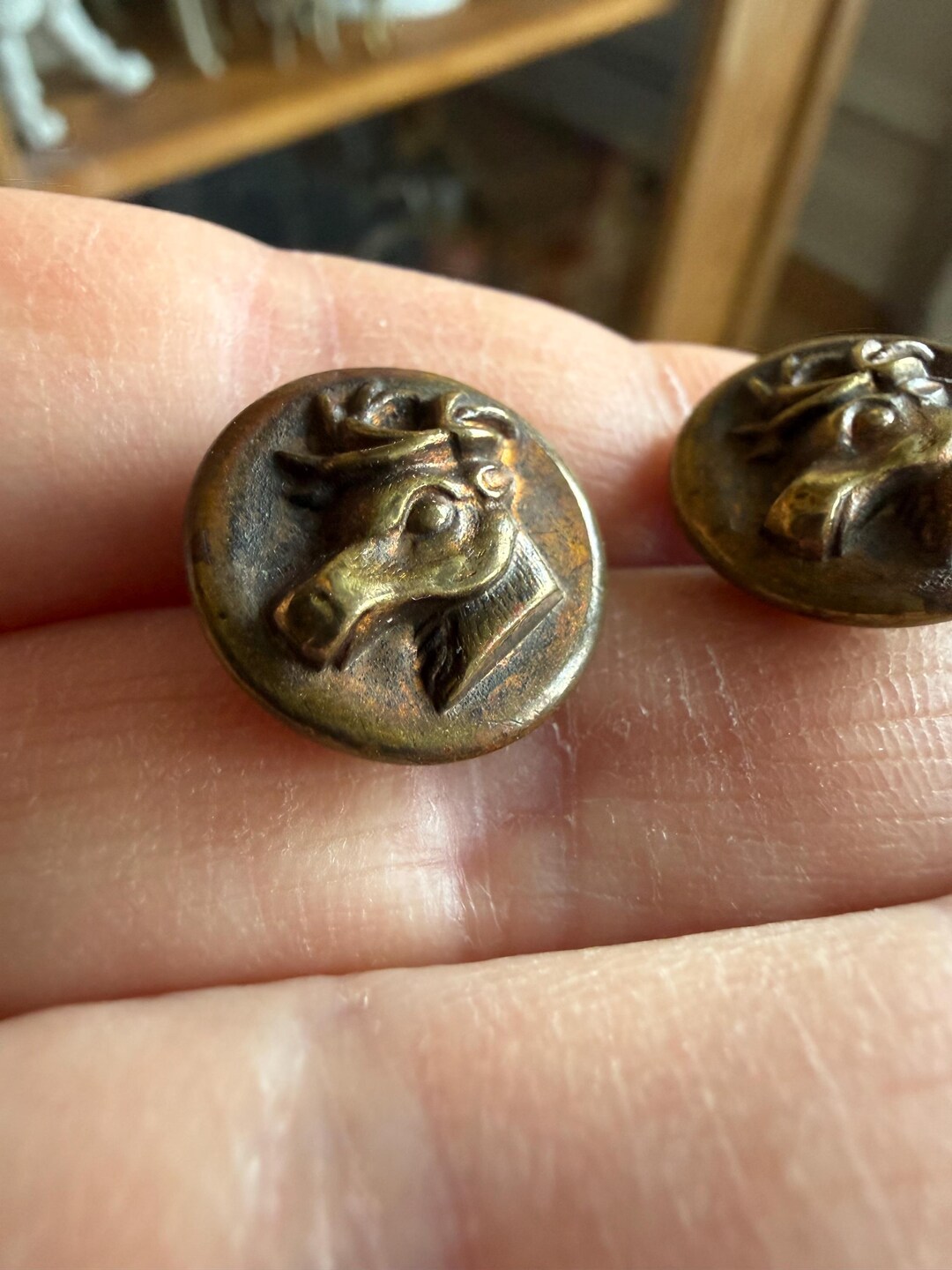 Two Antique Buttons With Figural Deer Stag Antlers Vintage Sewing - Etsy