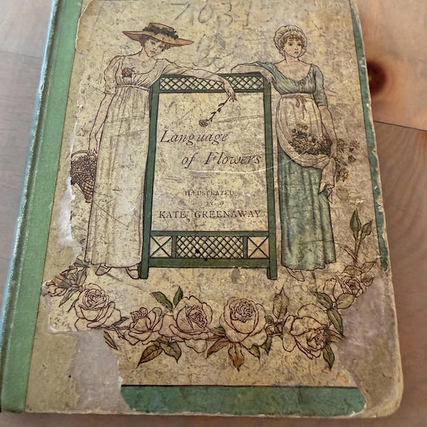 Antique Book Language of Flowers Kate Greenway Lovely Illustrations Vintage Book AS IS Vintage Floral Romanticism Cultural Botany