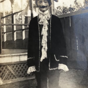 Vintage Halloween Photo Creepy Mask Costume