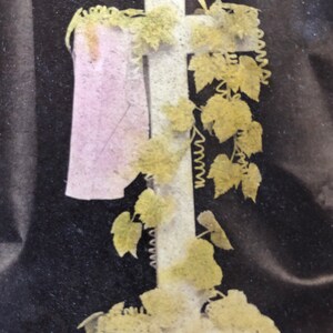 Awesome Antique CDV Carte De Viste Photo Religious Photo Cross Crucifix Adorned With Ivy Crown Schroud