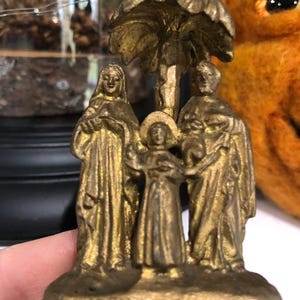 Antique French Religious Statue Famille Holy Family Gilded Spelter Circa 1900 Vintage Saints
