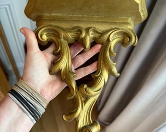 Vintage Syroco Wood Shelf Ornate Gilded Fancy Shelf Display