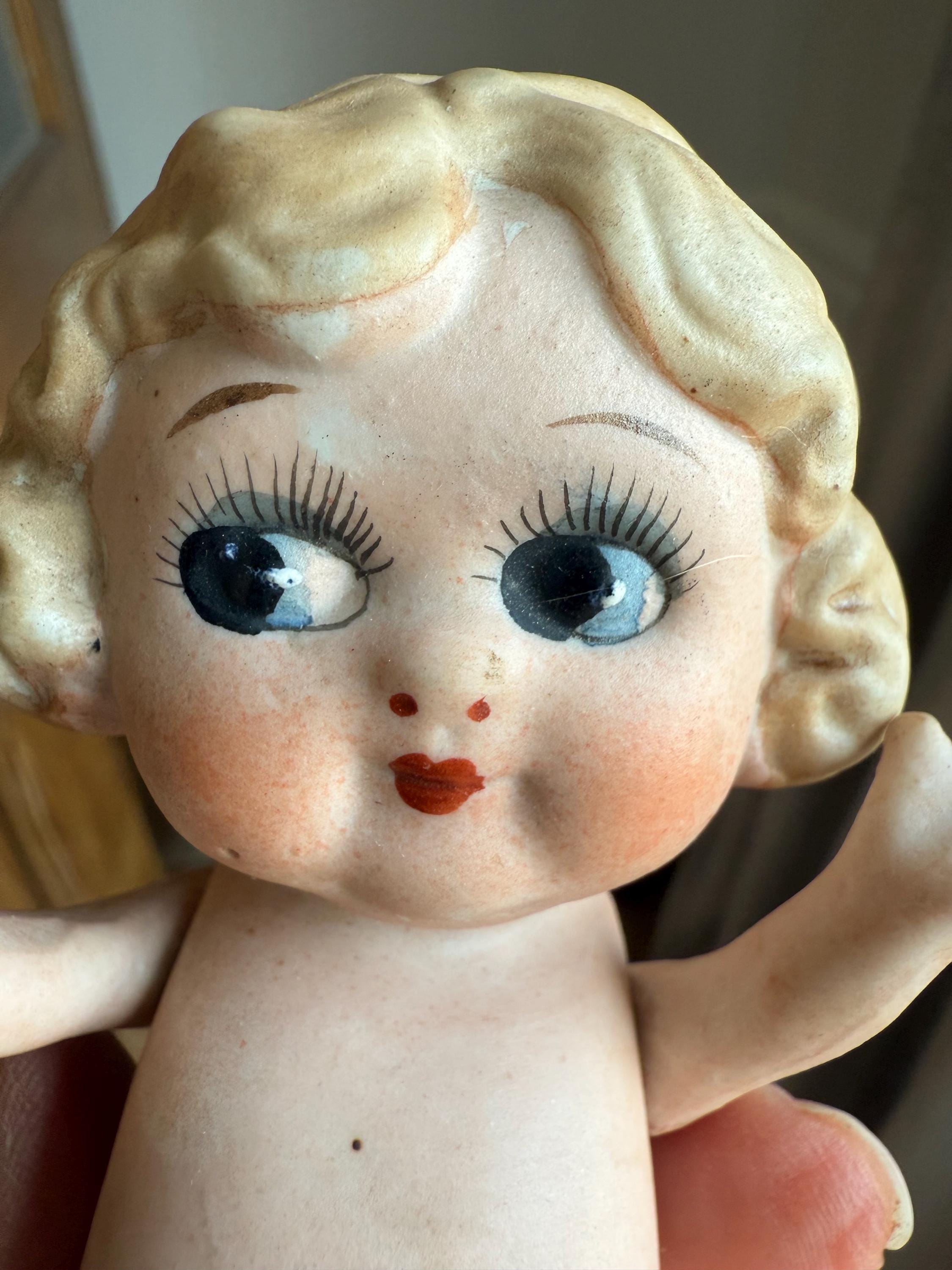 Vintage Doll Antique Doll Bisque Googly Eyed Girl Blonde