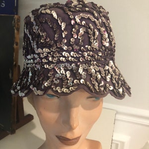 Royal Violet Sequined Cloche Hat – Vintage Couture Elegance Sequin Cloche Hat - Etsy main image 4