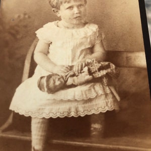 SUMMER SALE Fabulous Antique Photo CDV Boy With Freaky Creepy Witch Doll European Antique Photo Halloween Photo Original Photo