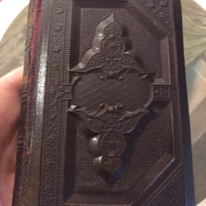 Antique Book Religious Christianity Holy Scriptures German Text Book Die Heilige Milhon Leather Cover Circa Late 1800’s