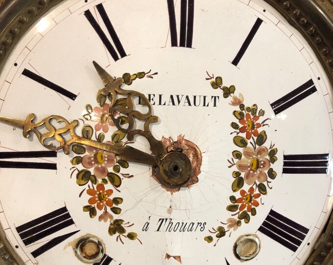 Antique French Porcelain Clock Face Metal Gilt Encasement Delavault Etsy