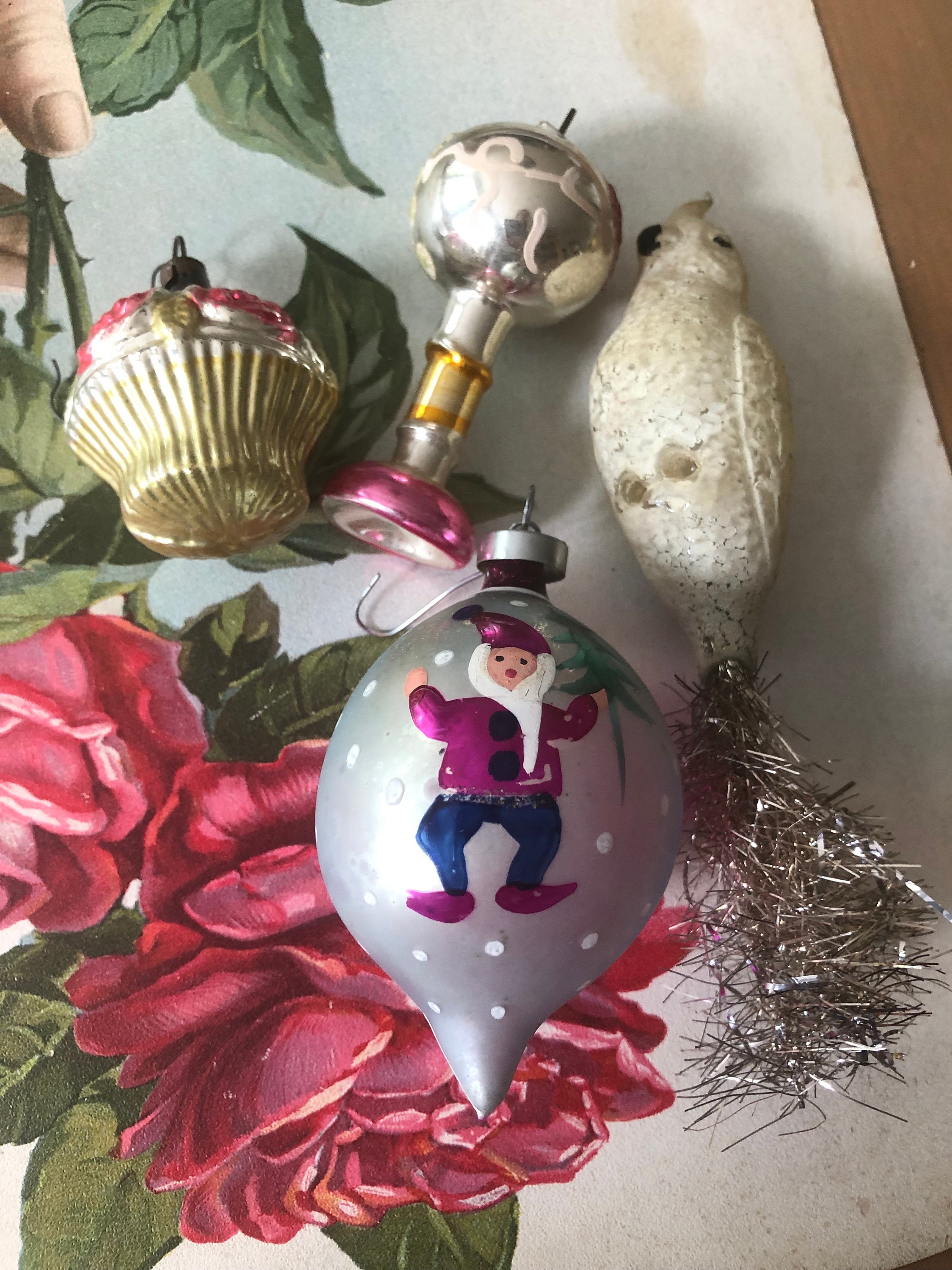 Vintage Mercury Glass Santa - Etsy