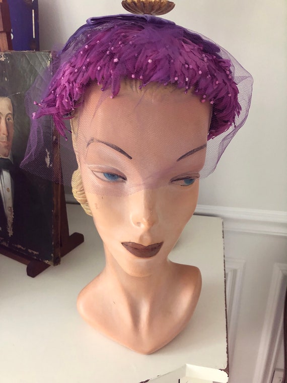 Vintage Hat Fascinator Headband Stunning Lavender 