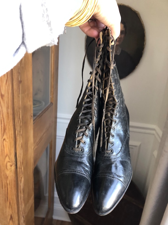 Antique Victorian Leather Lace Up Boots Victorian 